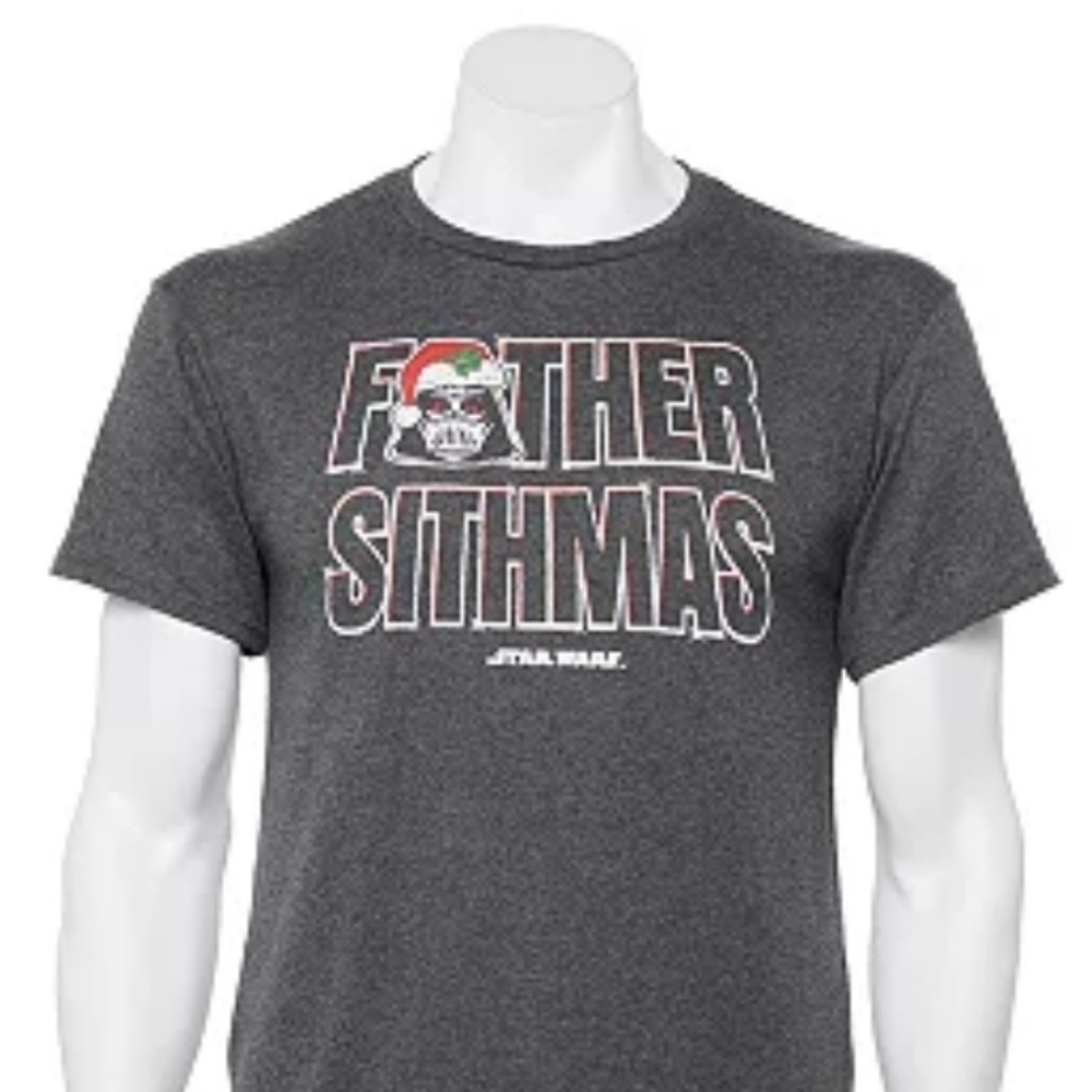 Star Wars โฆ Father Sithmas Tee โฆ Gray Darth Vader Holiday Graphic Shirt Size S - Picture 2 of 6